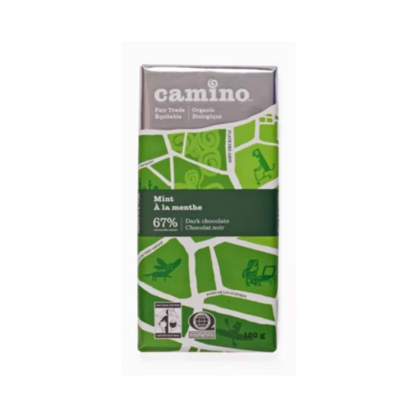 Camino Fair Trade Organic Mint 67% Dark Chocolate 100G