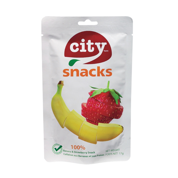 City Snacks Banana Strawberry Flavoured Freeze Dried Fruit Snacks 18G