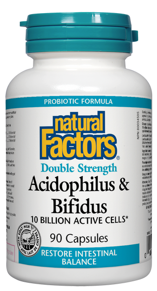 Natural Factors Double Strength Acidophilus & Bifidus 90 Capsules 