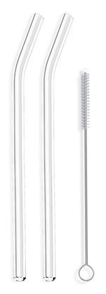Enviro Straw, Glass Regular Straw (width 9.5mm) 10" Bent Combo