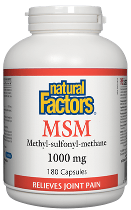 MSM
 Natural Factors MSM 1000 mg · (Methyl-sulfonyl-methane)