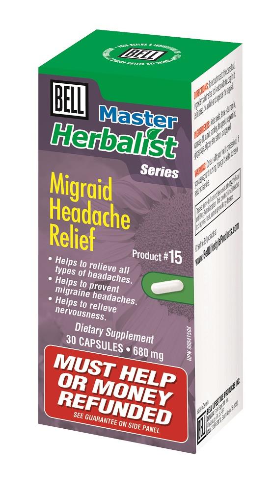 BELL Migraid Headache Relief 680mg 30caps